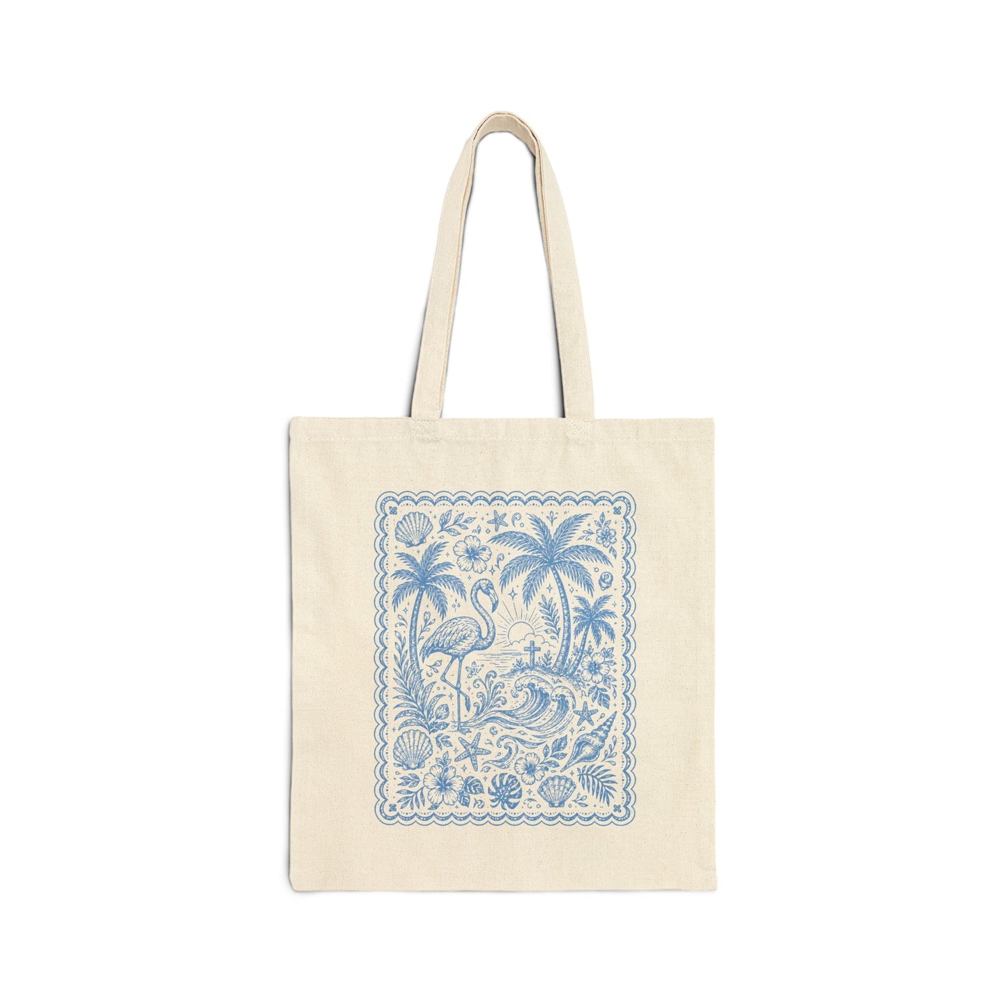 Beachy 'Happy Days' Cotton Tote — Tropical Flamingo Canvas Bag