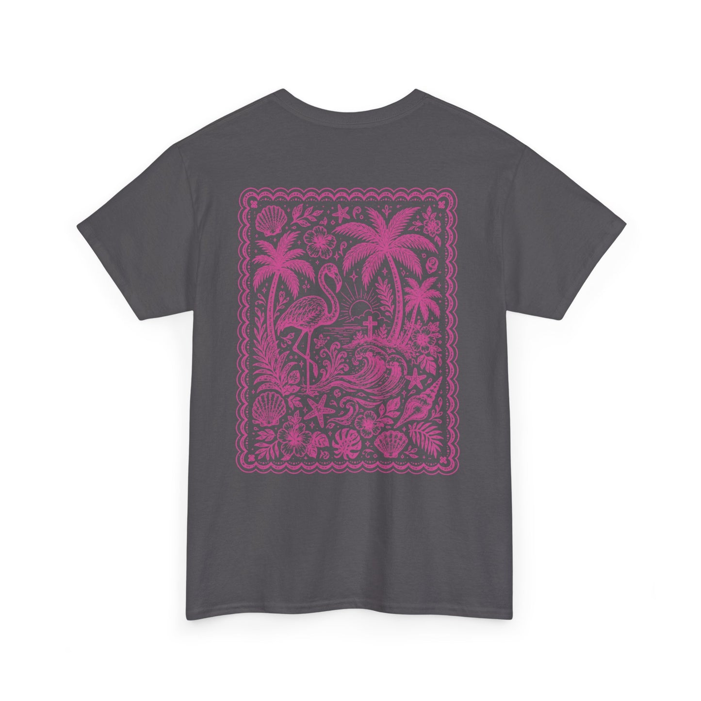 T-Shirt — Pink Tropical Flamingo Graphic Tee