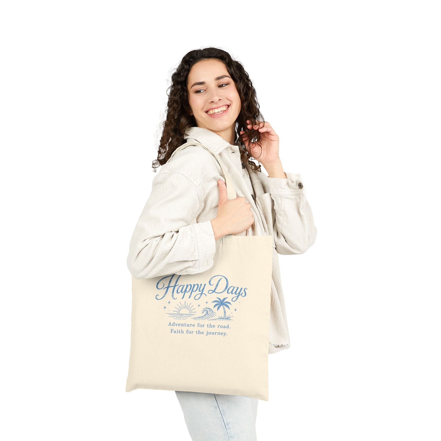 Beachy 'Happy Days' Cotton Tote — Tropical Flamingo Canvas Bag